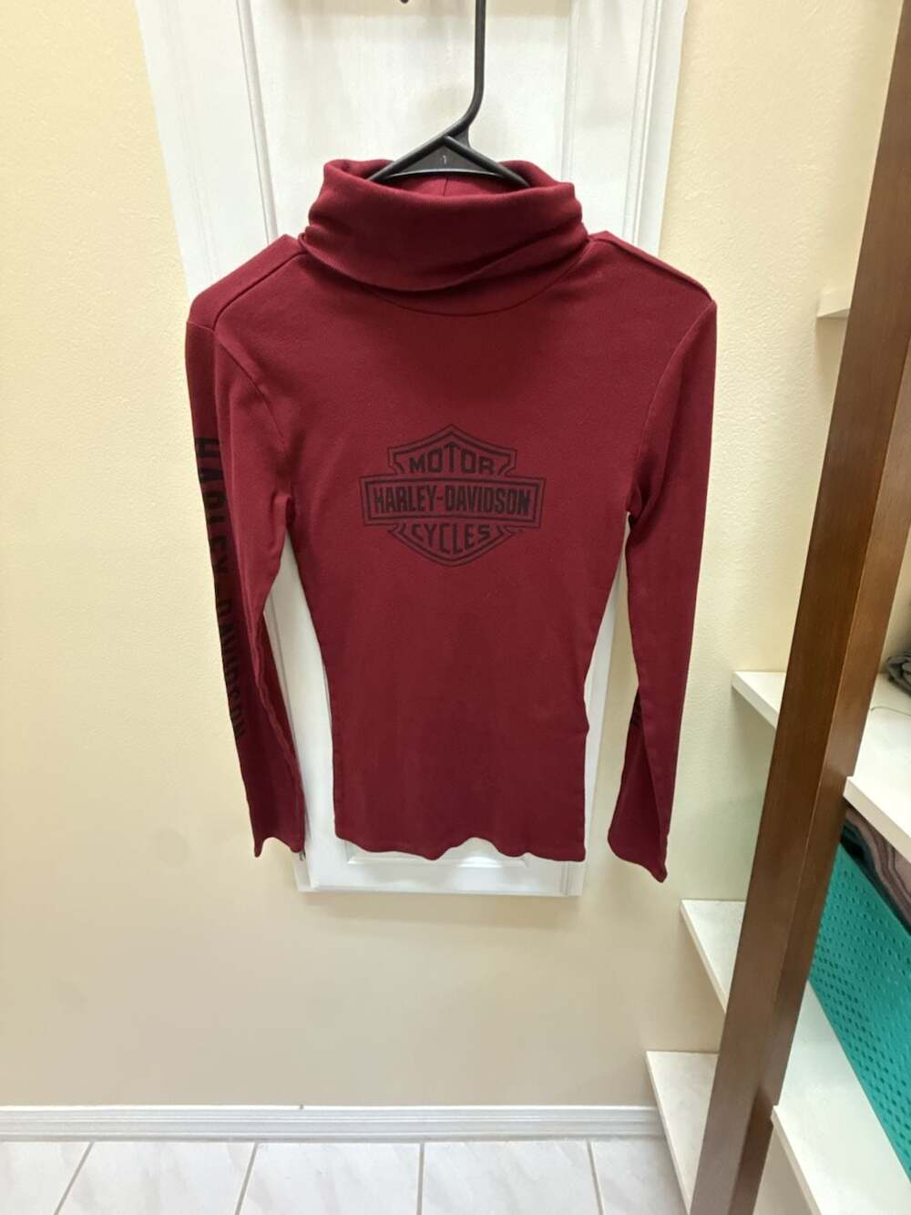 Harley-Davidson Women's Bar & Shield Logo Rib Turtleneck Cabernet Red Size S